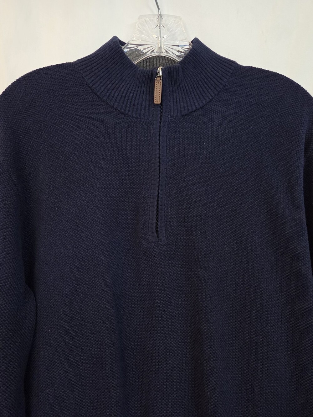 Club Room NWT Navy Quarter Zip Textured Knit Pullover Size L
